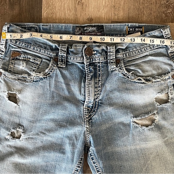 Silver Zac Distress Straight Cut Low Waist Jeans Size 34 - Picture 2 of 16